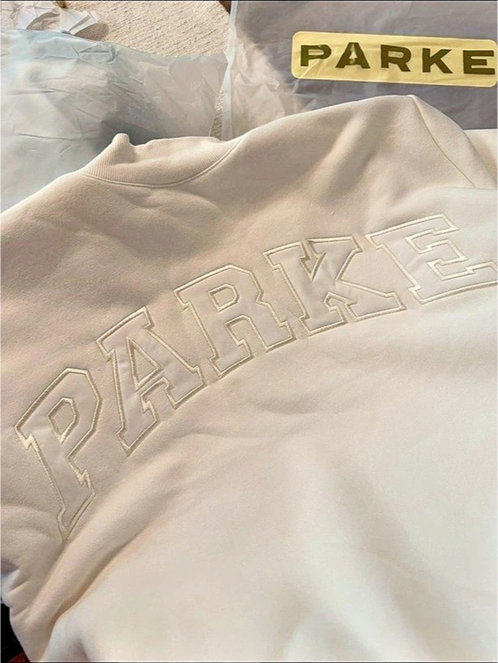 PARKE Logo Sweatshirt in White Like New